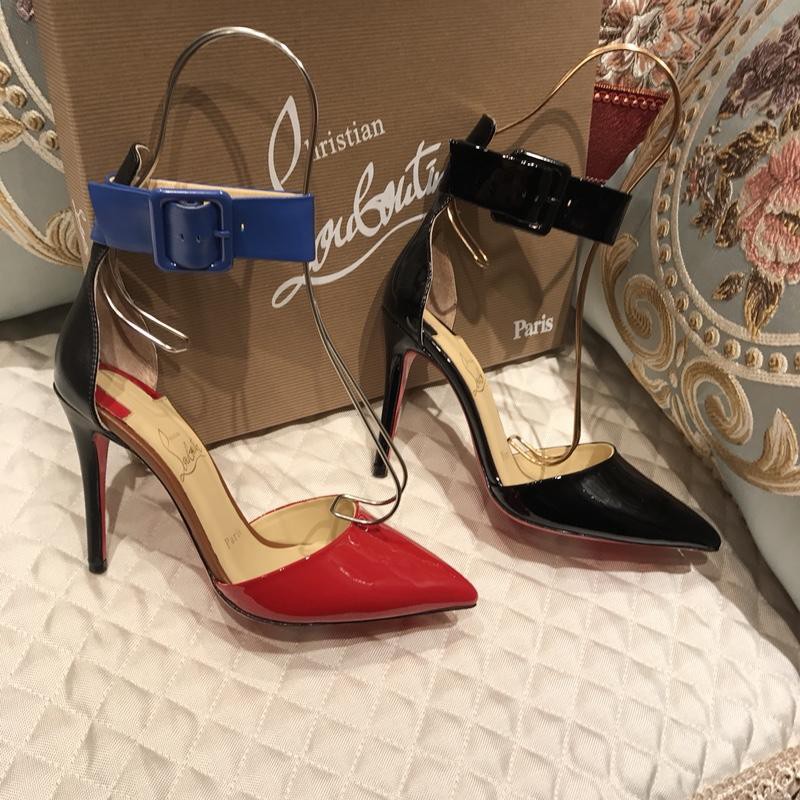 Christmas Red Strappy Leather High Heels Shoes For Party