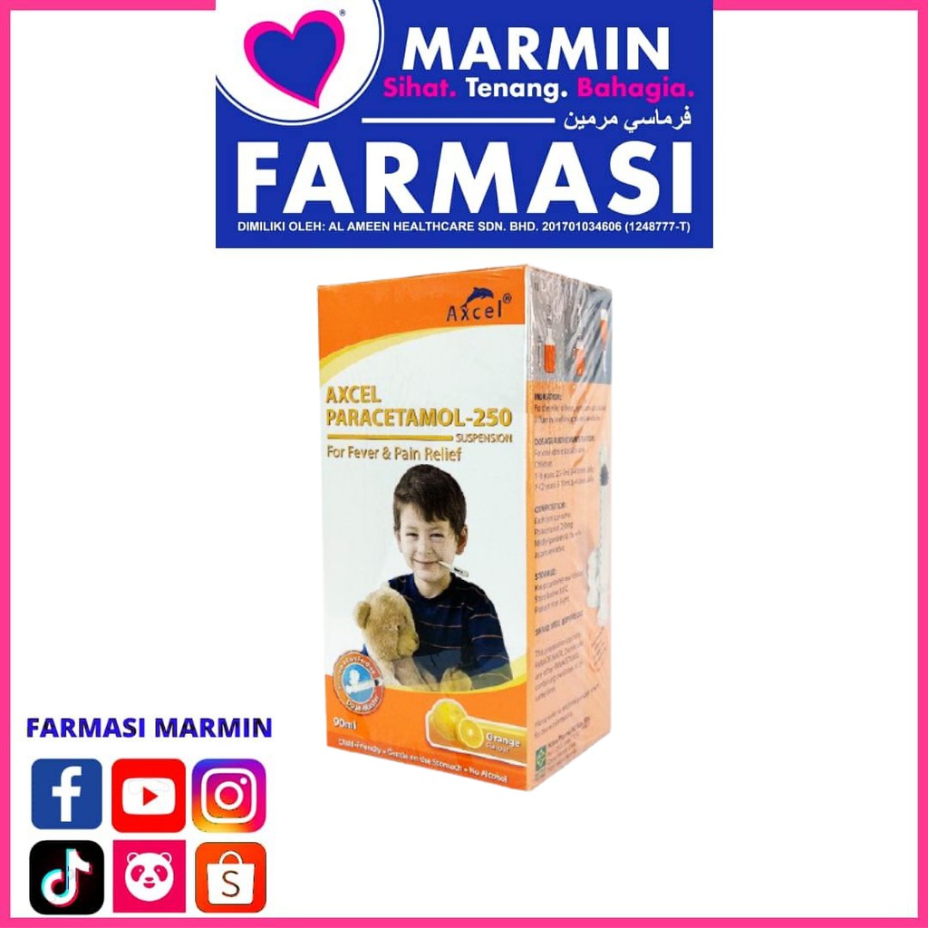 AXCEL PARACETAMOL-250 SUSPENSION 90ML (ORANGE FLAVOUR) | Shopee Malaysia