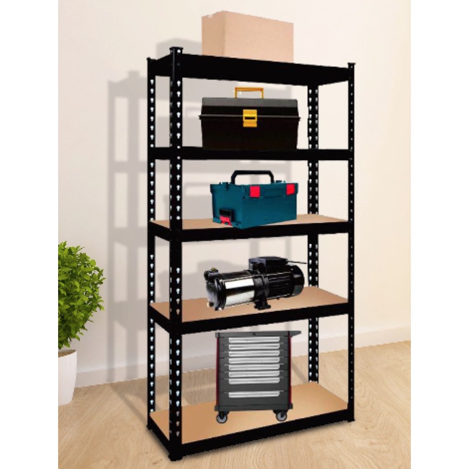 5 Tier Heavy Duty Powder Coated Metal Shelf Storage Rack Rak Logam Besi