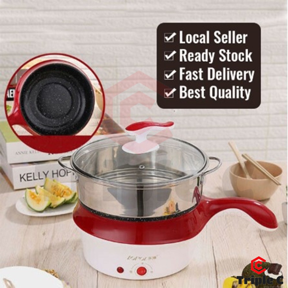 [Triple C] 1.5L Lopol Electric NonStick Ceramic/Marble Frying Pan Rice Multi Mini Cooker