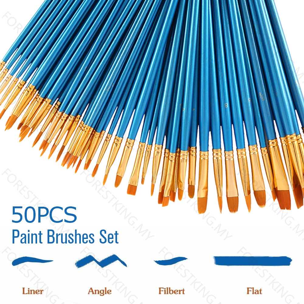 50Pcs Artist Paint Brushes Set Kit Watercolour Acrylic Oil Face
