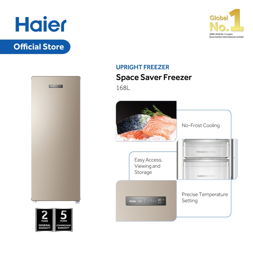 Haier Upright Freezer Digital Touch Control Space Saver (168L) BD168WL