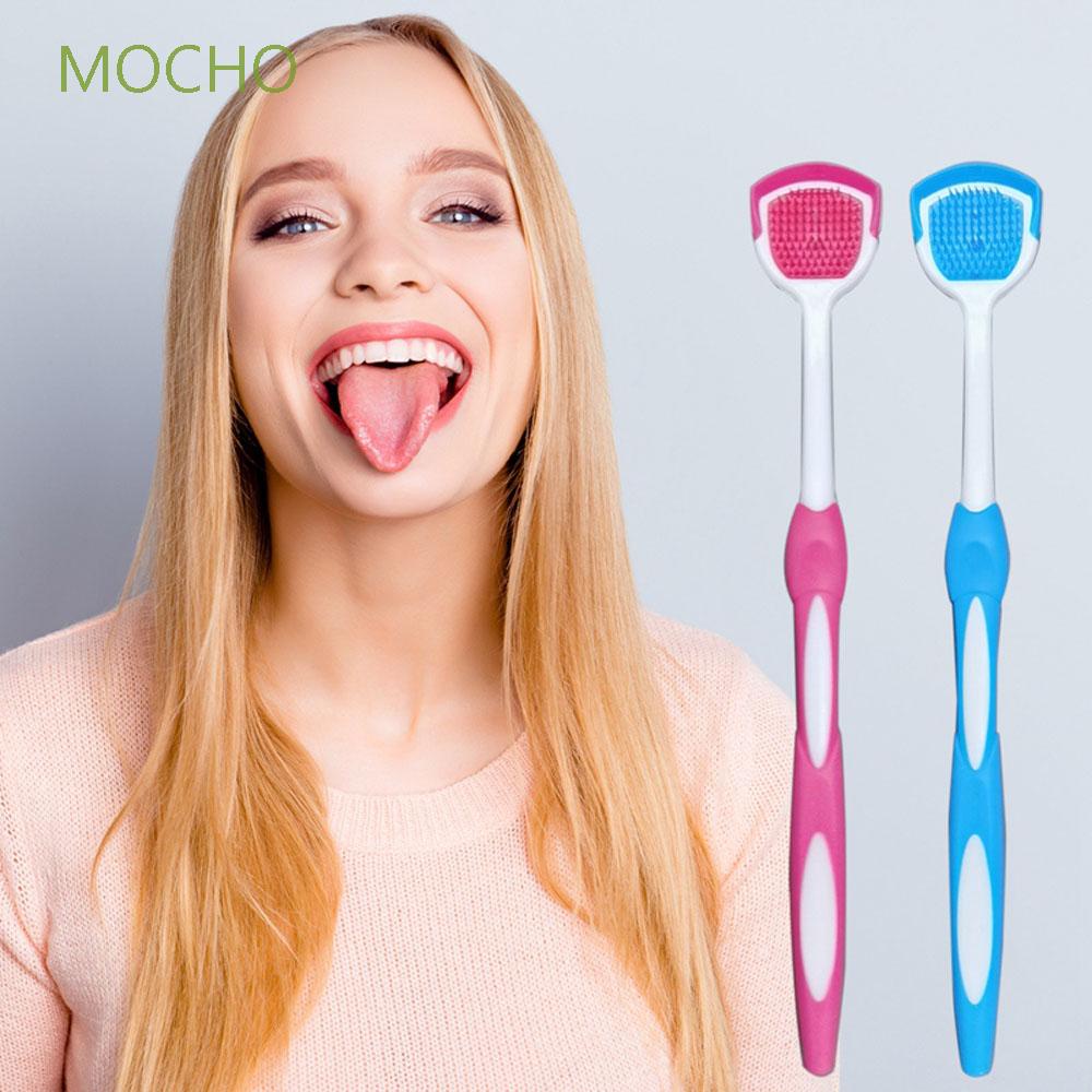 MOCHO High Quality Tongue Scraper Fresh Breath Tongue Brush Tongue Scraper Cleaner Reusable Silicone Eco Friendly Oral Hygiene Tool Oral Care Food Grade Mouth Brush/Multicolor