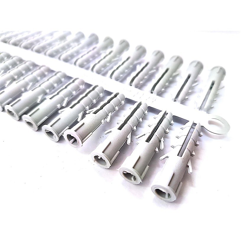 uxcell 4mm x 20mm Plastic Anchor Bolts Expansion Pipe Column Concrete Wall Plug Frame Fixings Tube White 20pcs