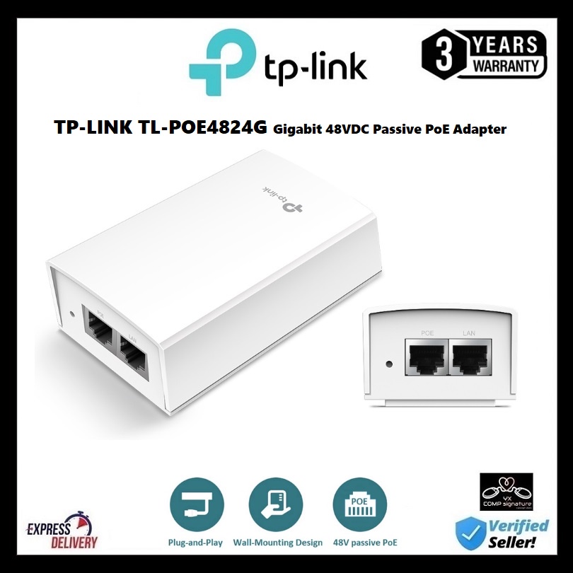 TPLINK 48V PASSIVE POE ADAPTER TLPOE4824G Shopee Malaysia