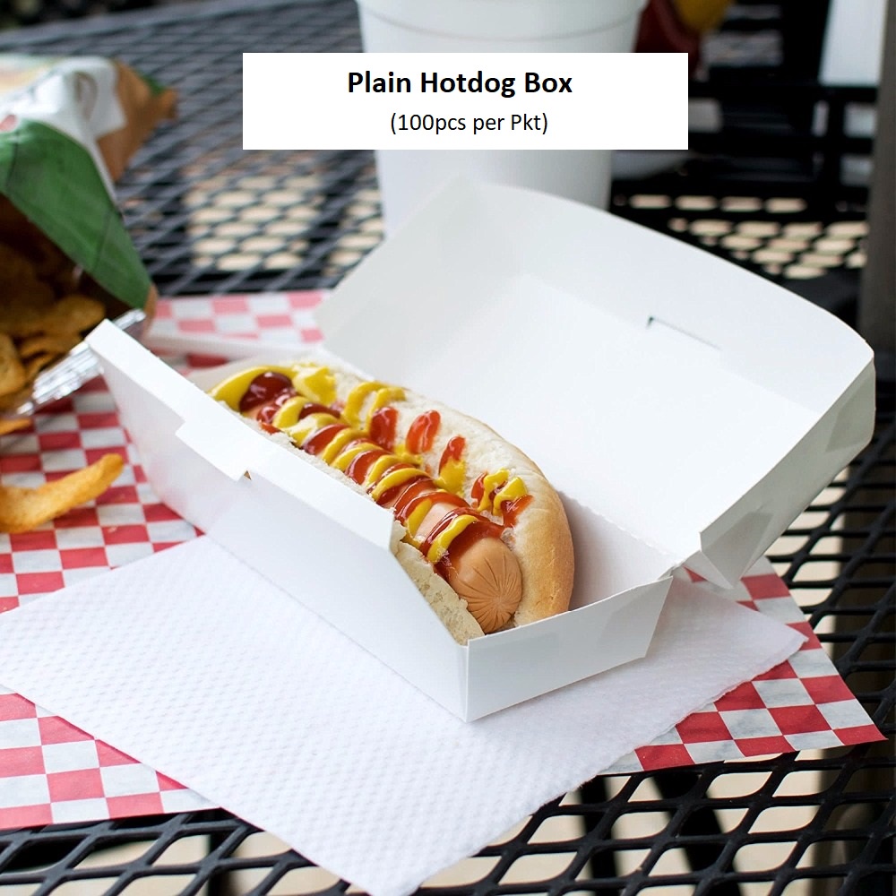 (100pcs) Hot Dog Box / Plain Paper HotDog Box / Rectangular Box