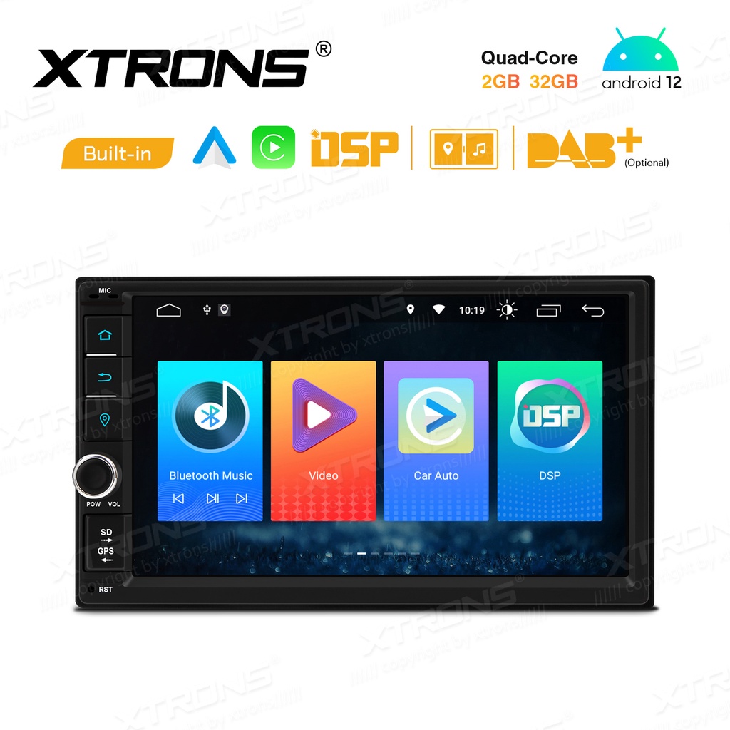 XTRONS Android 10 Car Stereo Radio Player 9 Inch IPS Touch Screen GPS Navigation Built-in DSP Bluetooth Head Unit Support Android Auto Split Screen Backup Camera OBD2 DVR TPMS for Honda Civic 