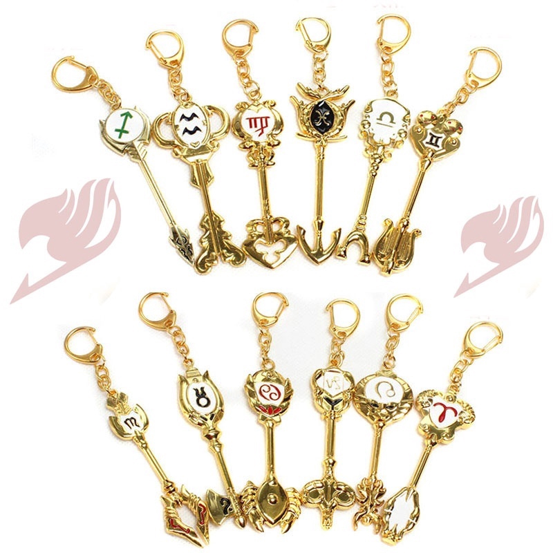 With Package Fairy Tail Lucy 12 Constellation Star Spirit Gold Key Key Chain Shopee Malaysia