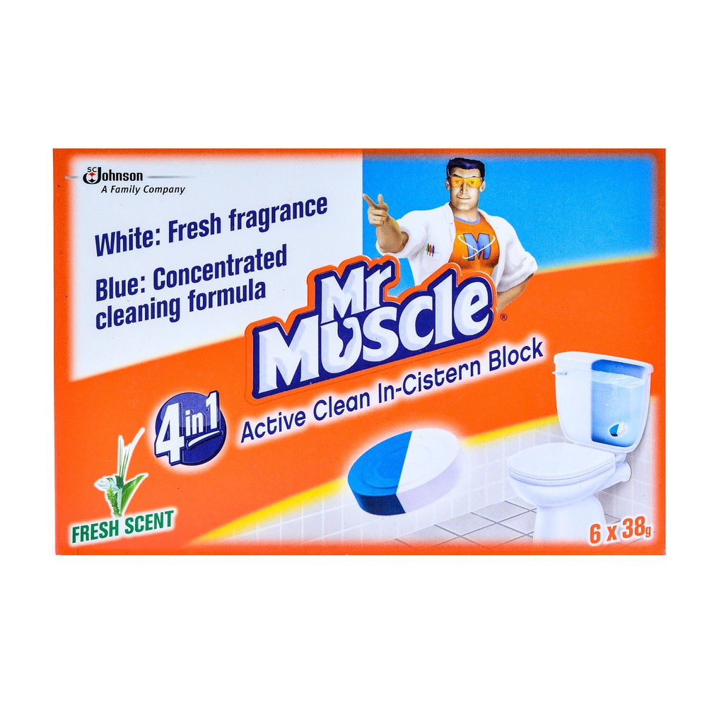 Mr. Muscle 4in1 Active Clean In-Cistern Block Fresh Scent (6s x 38g)