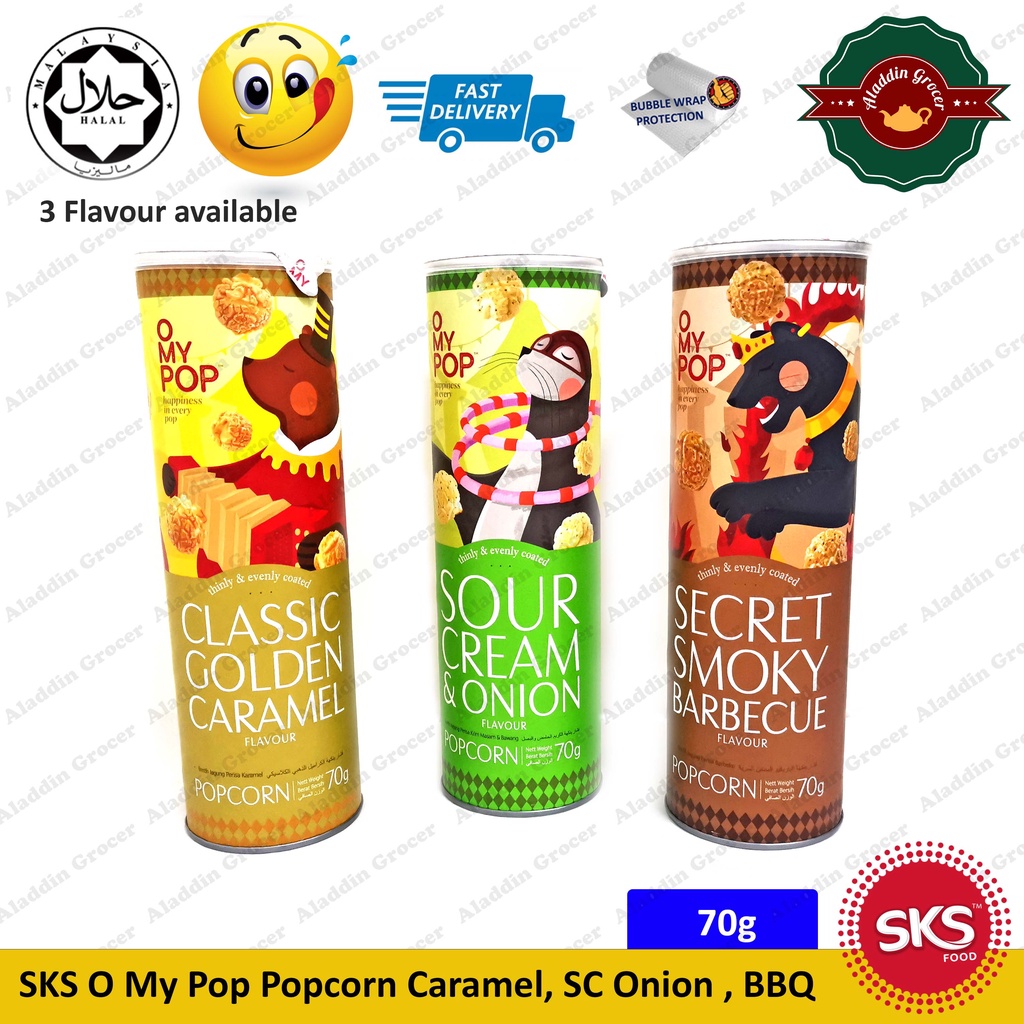 SKS O My POP Popcorn 70g Caramel , BBQ , Sour Cream & Onion & Tomato