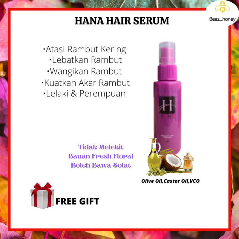 Hana Hair Serum Vitamin Rambut 50ml Rosak Gugur Kasar Kelemumur Nipis Hapak Kutu Kering Shopee 7130