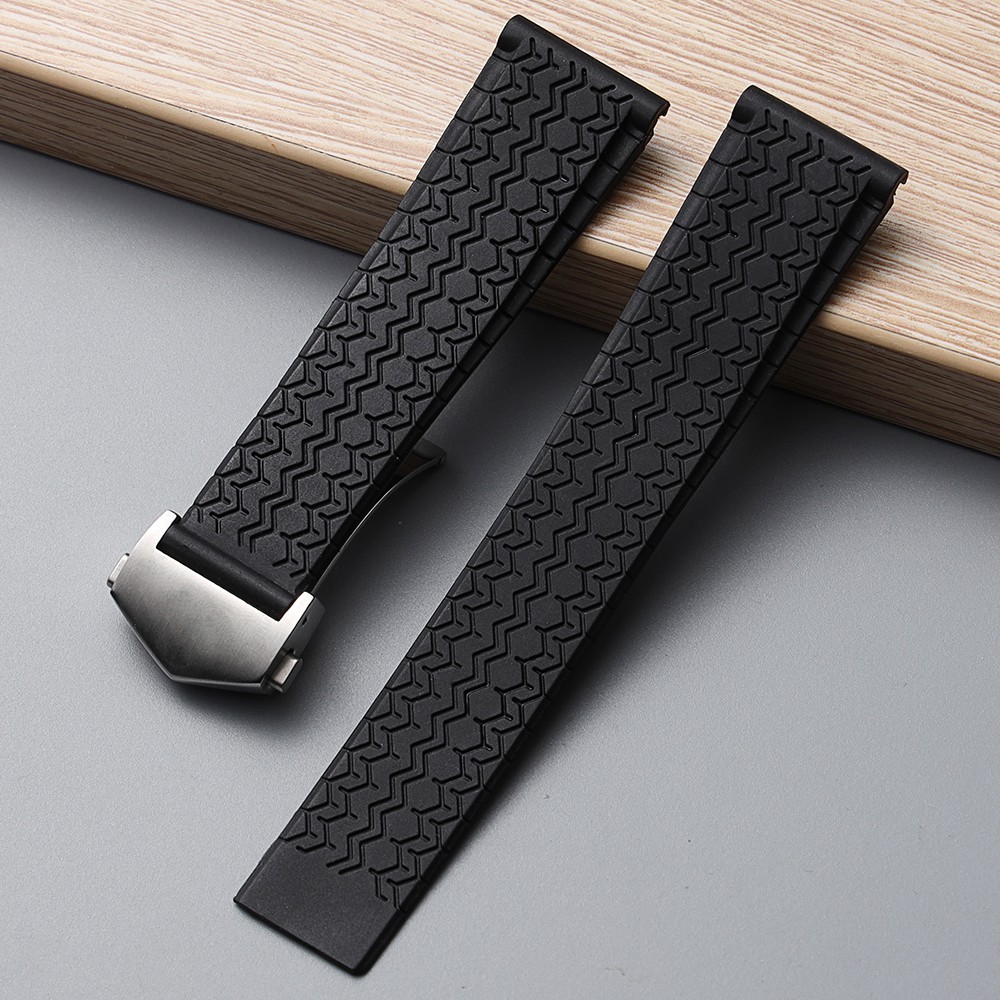 22mm Black Tyre Texture Waterproof Rubber Watchband For Tag Heuer F1 CARRERA  AQUARACER Silicone Watch Strap Wrist Bracelet Tape | Shopee Malaysia