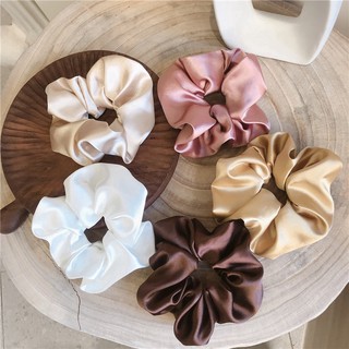 Satin Silk Fashion Scrunchies,Sweet Solid Color Elastic Hair Bands,Hair Ties Ropes For Women Girls