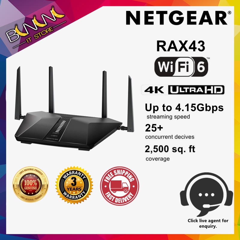 NETGEAR NIGHTHAWK RAX43 AX4200 WIFI 6 ROUTER WIRELESS Shopee Malaysia