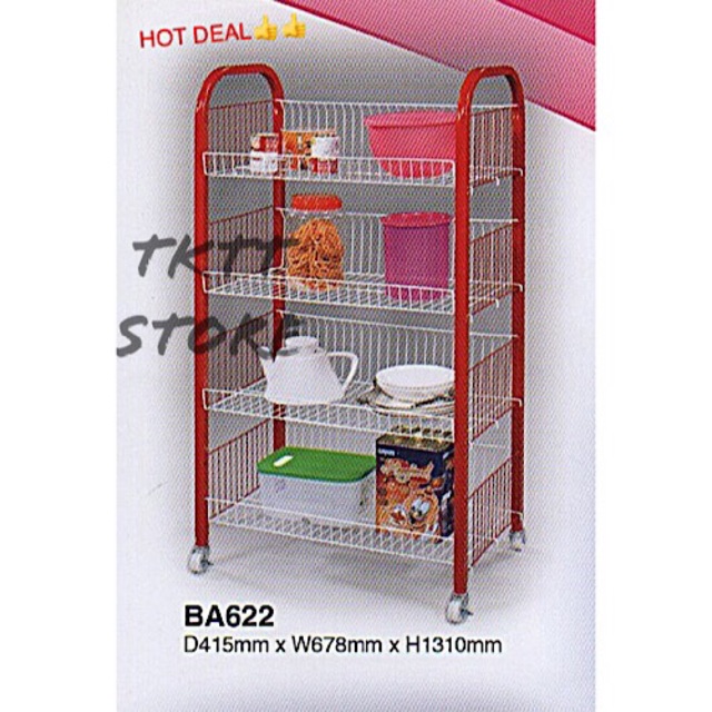 TKTT 3V 4 Tiers Bakery Rack Multi Purpose Rack Bread Rack Clothes Rack
