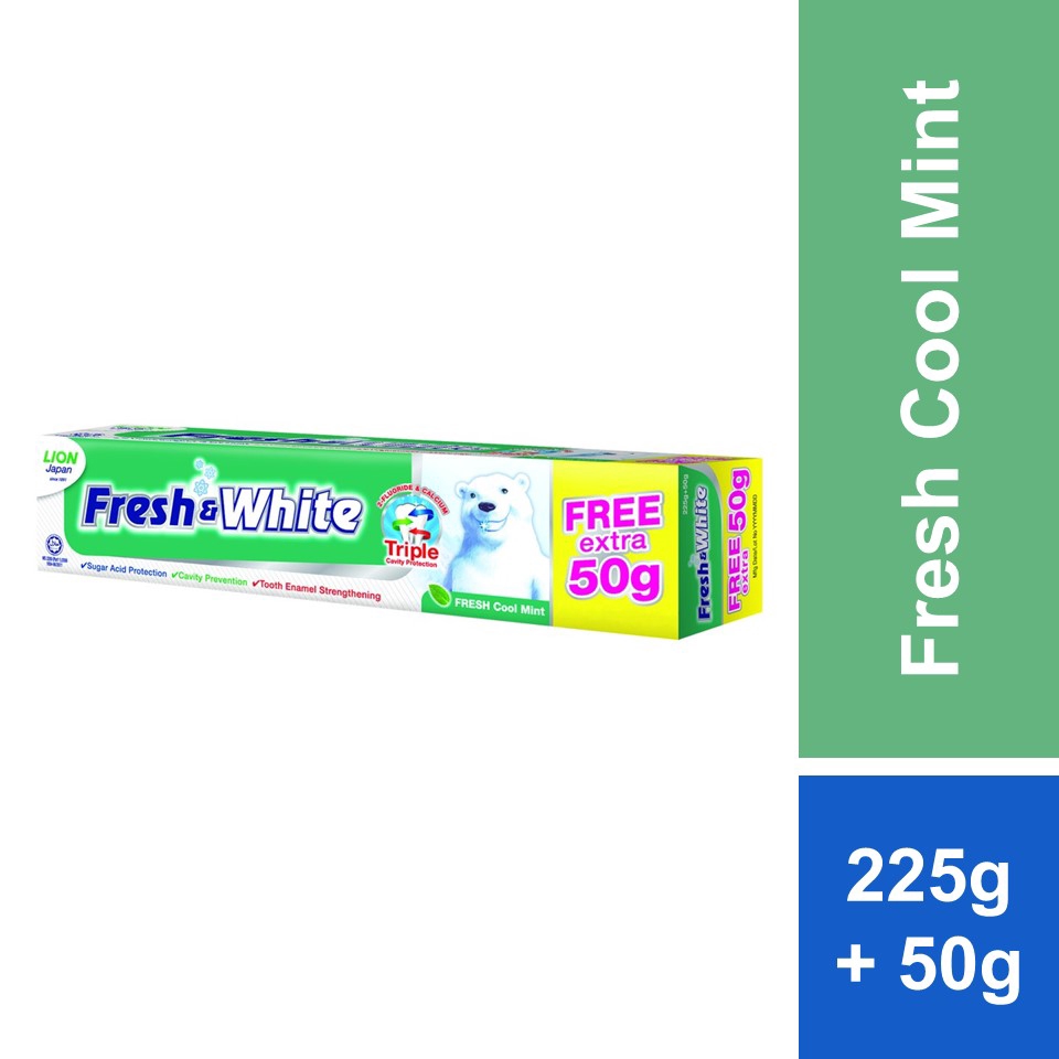 Fresh And White Toothpaste Fresh Cool Mint 225g 50g Shopee Malaysia