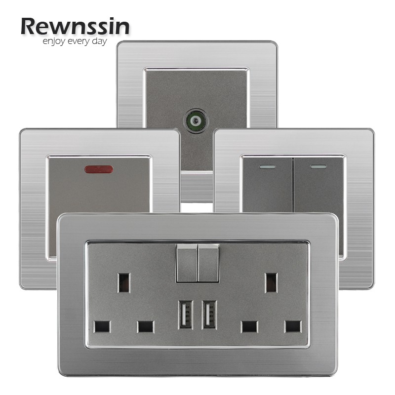 SR Series- UK Universal Socket Dual USB Ports Wall Light Switch RJ45 TV ...