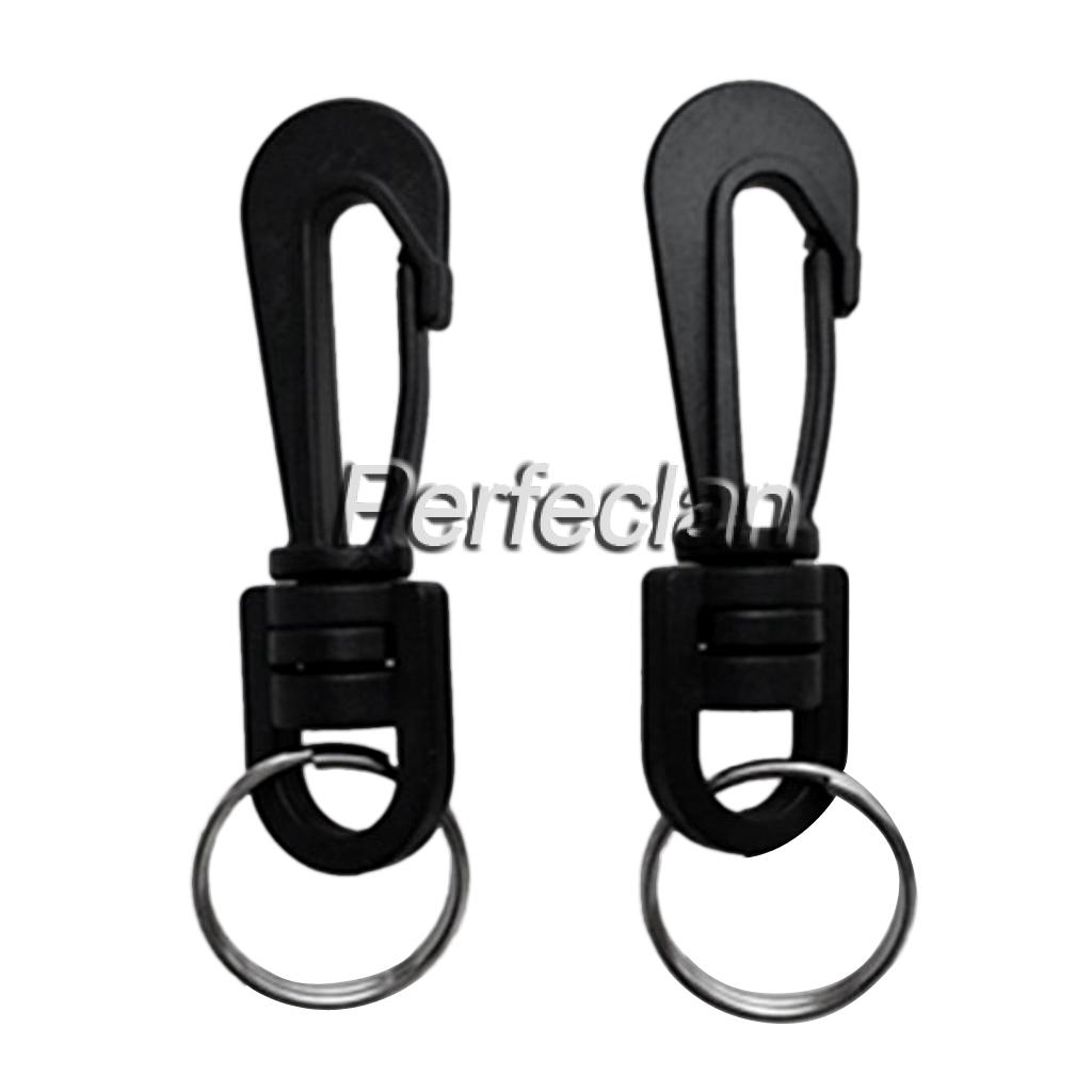 Baosity 4 Pieces Plastic Swivel Snap Hooks Split Rings Keychain Clip Scuba Dive Gear Torch Compass Hanger Key Holder 