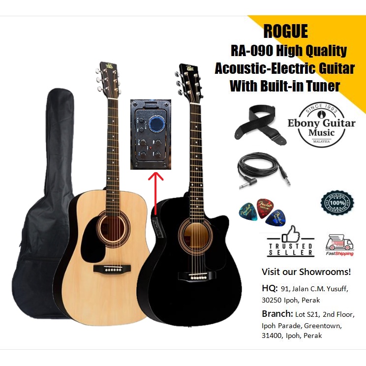 Rogue RA090 High Quality AcousticElectric Guitar with Builtin Tuner