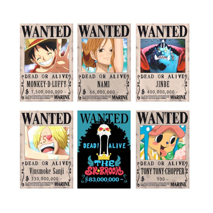 ONE PIECE POSTER LUFFY ANIME WANTED NEW BOUNTY LIST (1 set 10 pieces ...