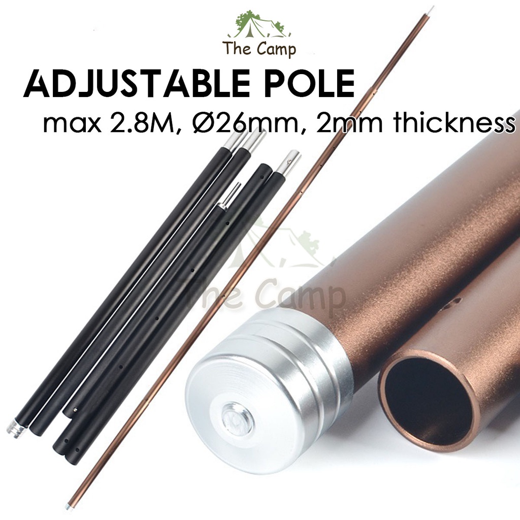 Camping Flysheet Tarp Adjustable Pole 26mm 2mm Heavy Duty Rod Tent