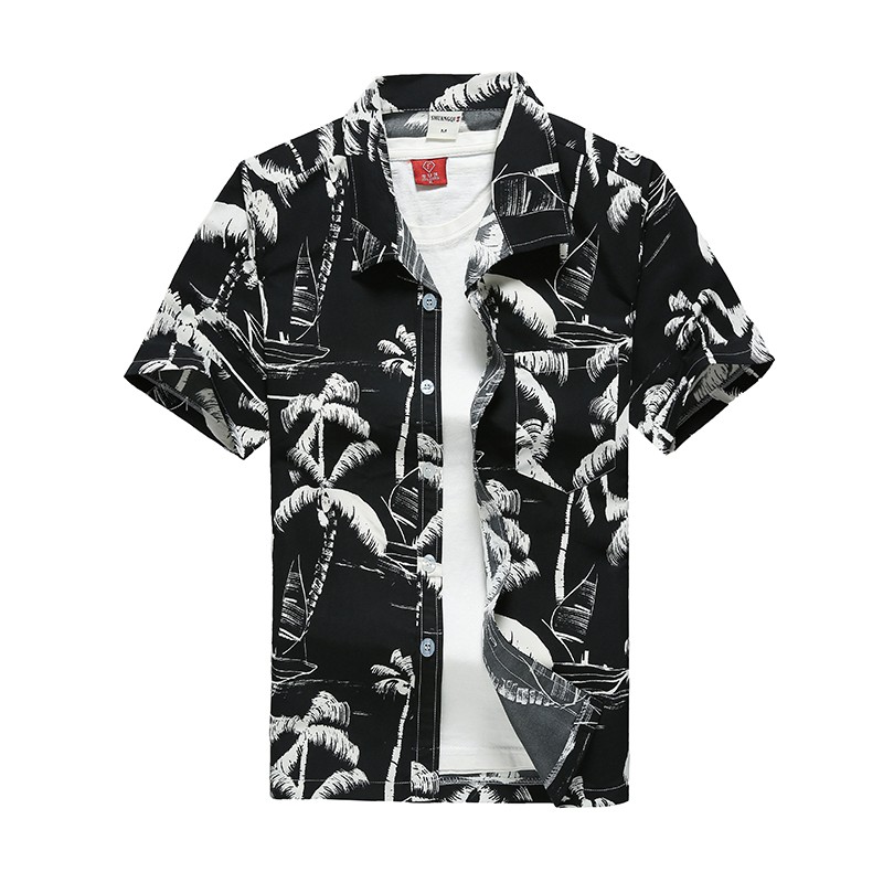 S 5xl Men Aloha Hawaiian Floral Printed Beach Shirts Shopee Malaysia