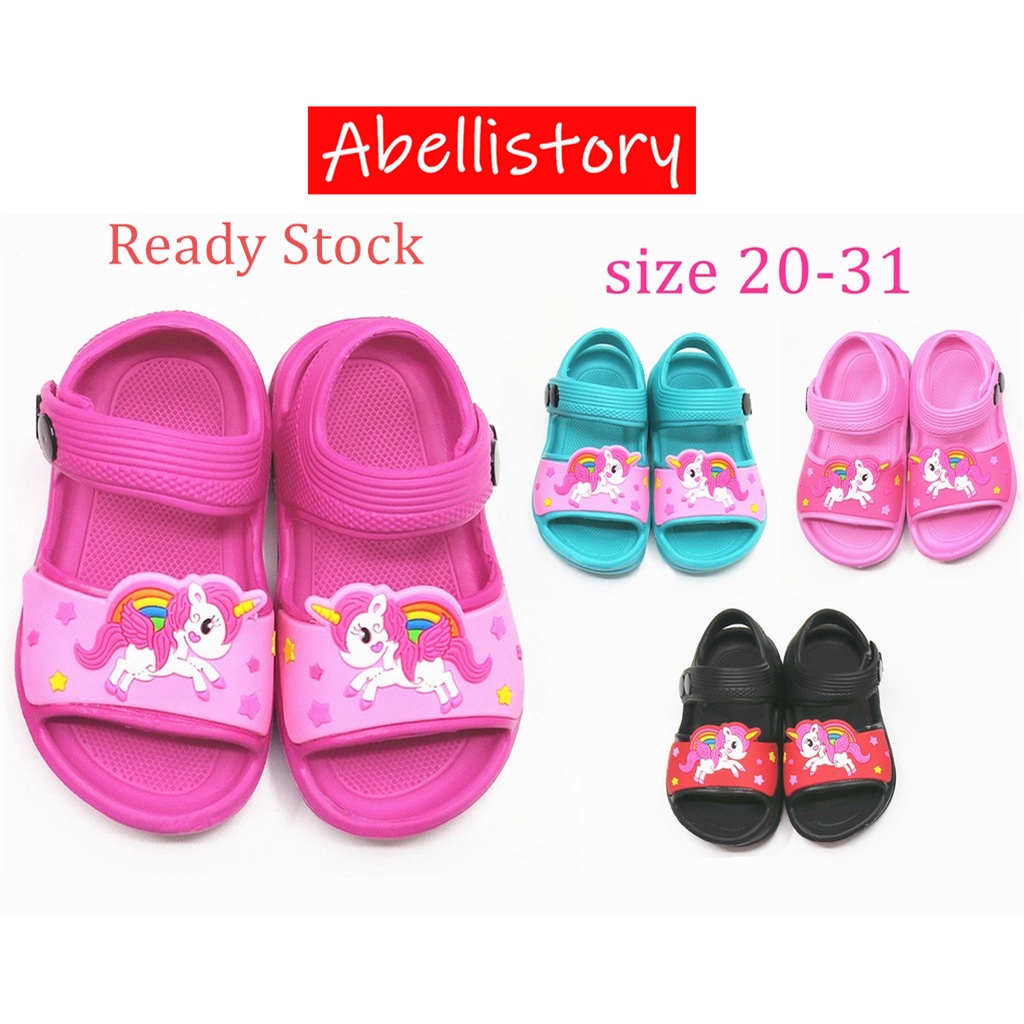 [ABELLISTORY] Kids Girls Sandal EVA Shoes Unicorn Cartoon Children Slipper Kasut Budak