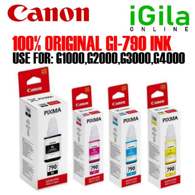 CANON GI790 GI-790 BLACK, CYAN, MAGENTA , YELLOW INK BOTTLE. G2010 ...