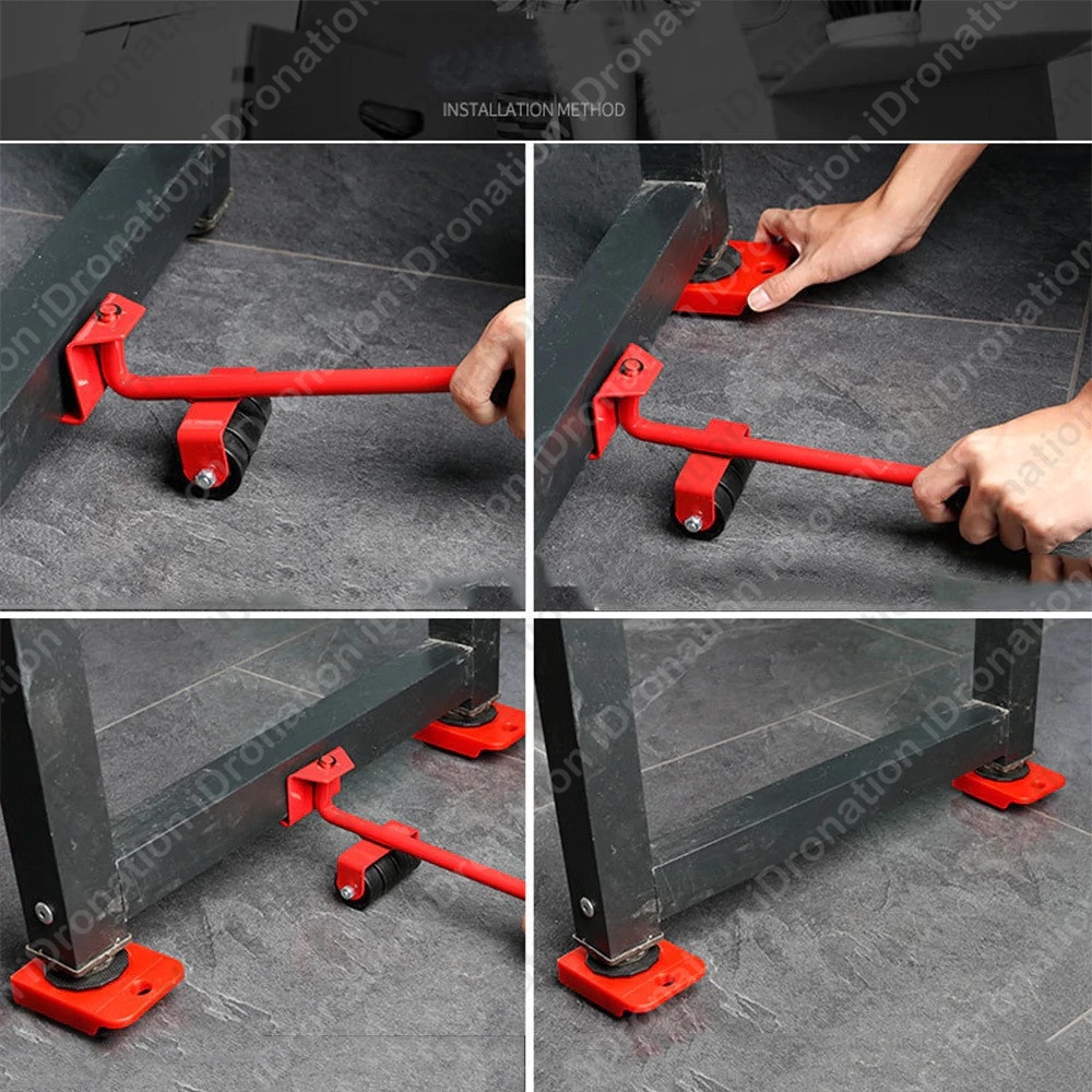 4 Pcs Kit Move Moving Furniture Lift Tools Wheel Corner Trolley Troli