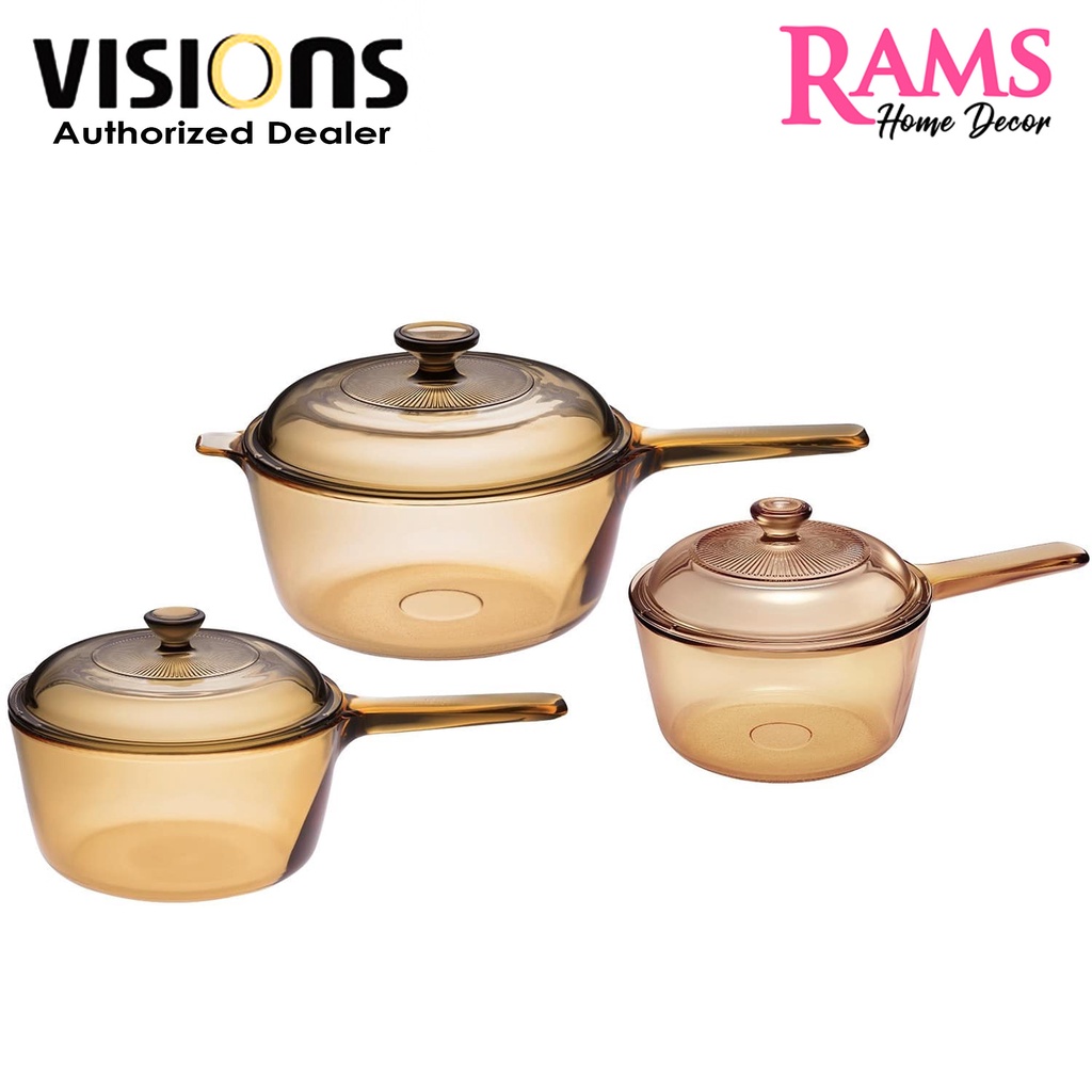 Visions 6 Pcs 1L, 1.5L & 2.5L Covered Saucepan Set / Visions Cookware