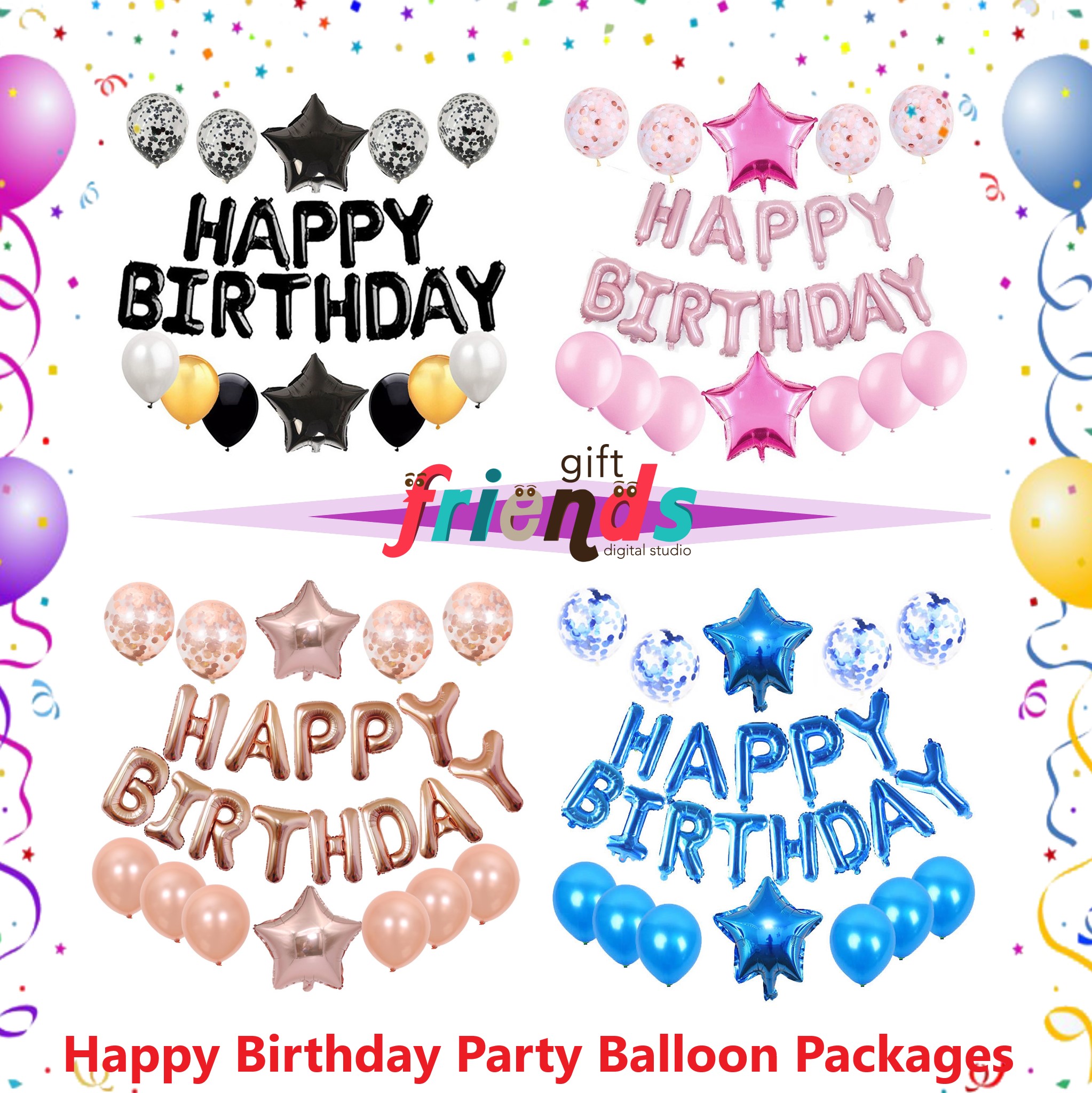 Star Happy Birthday Balloon Banner Surprise Multicolor Alphabet Letter Foil Belon Hari Jadi Shopee Malaysia