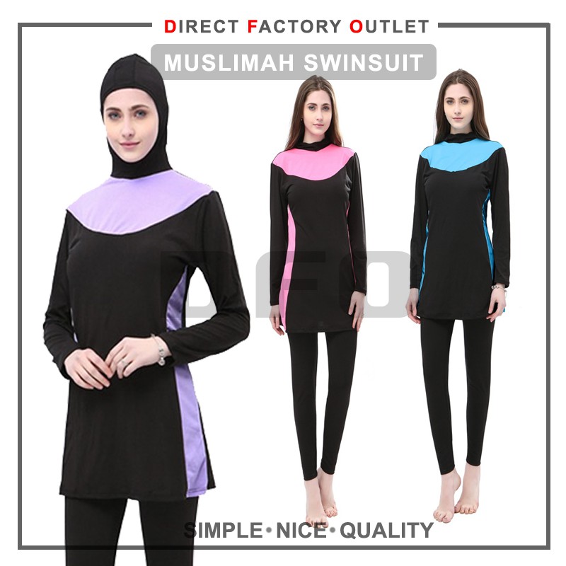 DFO Muslimah Swimsuit Hijab Women Female Swimming Suit Baju Renang Plus