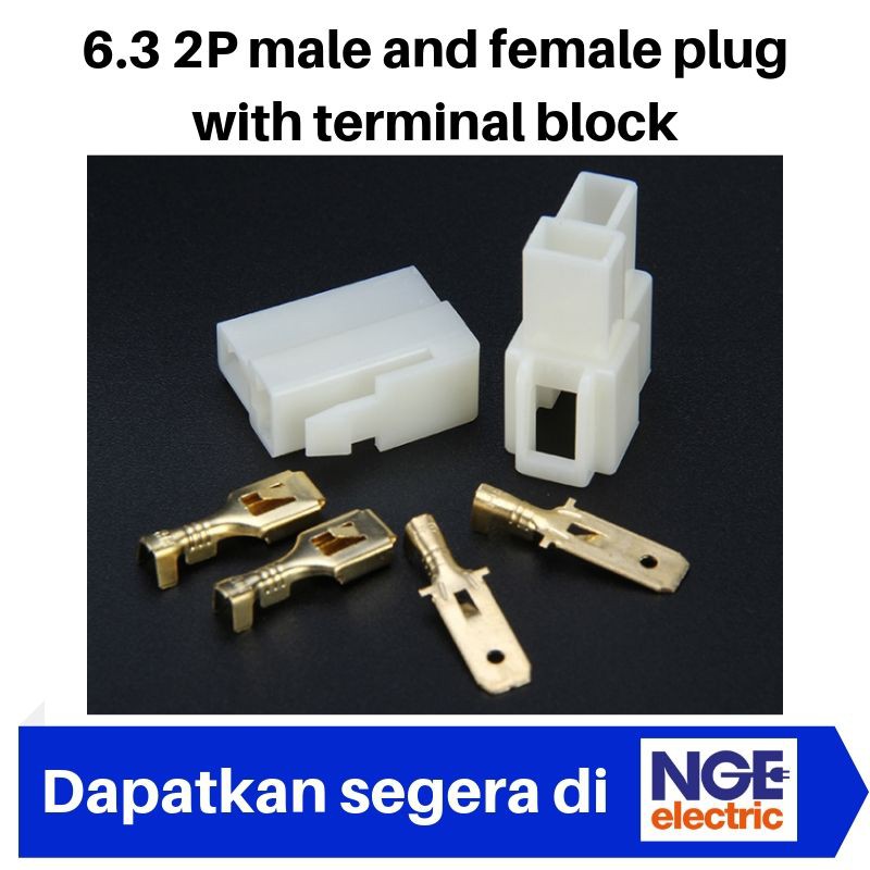 5sets 2 Way Pin 6.3mm 2p Connector Plug Socket Kit for sale online 