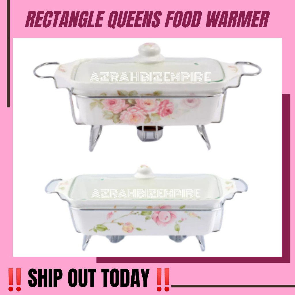 🔥HOT SALE! RECTANGLE QUEENS PORCELAIN FOOD WARMER / BUFFET TRAY FOOD WARMER PETAK / PREMIUM PORCELAIN BUFFET SET