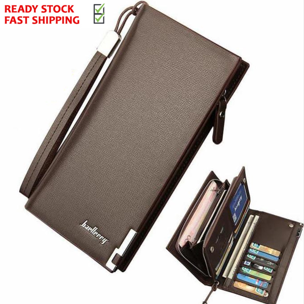 MEN BAELLERRY LONG WALLET BUTTON ZIPPER DOMPET PANJANG LELAKI DAN WANITA (W-030)