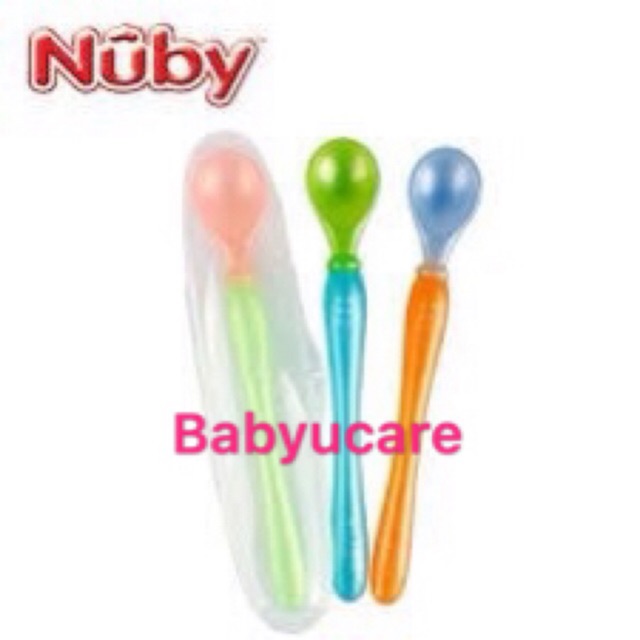 Colors May Vary Nuby 3-Pack Easy Go Spoons and Travel Case