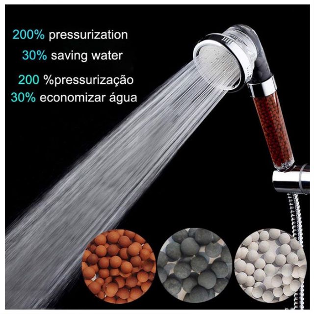 Malaysia Kepala Paip Air Hujan Penapis Bakteria Contamination Shower Head Bathroom Powerful Energy Water
