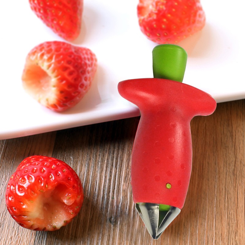 Walfos Strawberry Hullers Strawberry Knife Stem Remover Fruit Slicer