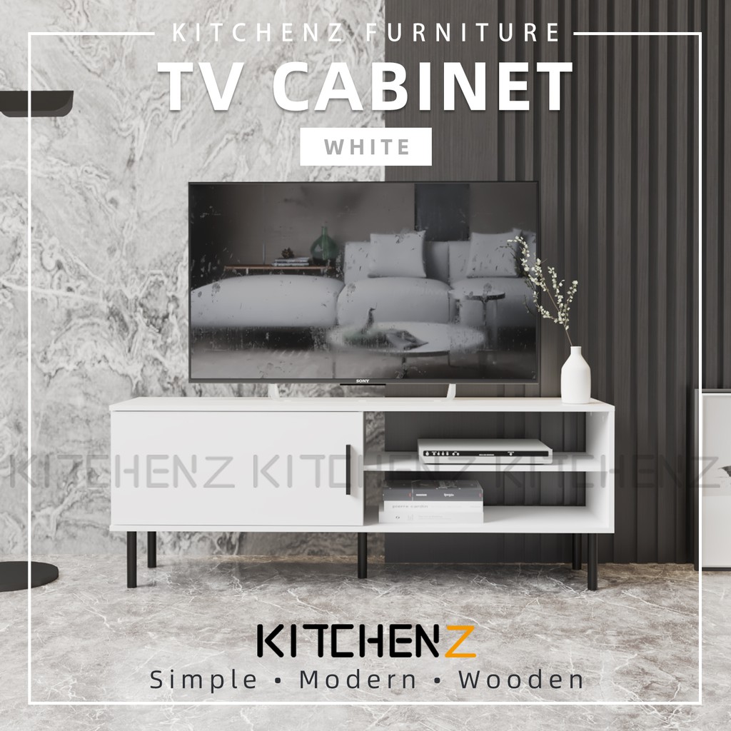 Kitchen Z 4ft Legend Tv Cabinet White Colour Modernist Design Solid Board Tv Rack Console Rak Hmz Fn Tc 5914 Wt Shopee Malaysia