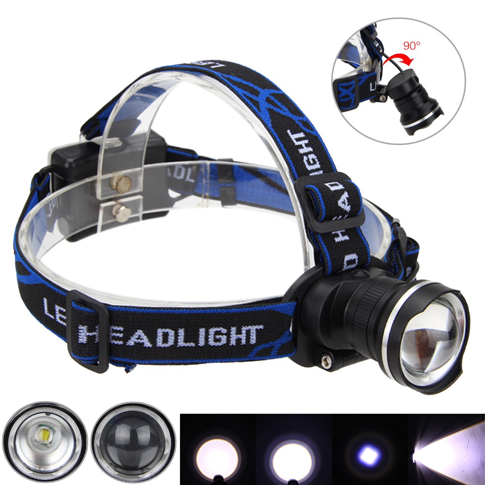 Zoomable Focus 10000LM T6  LED Lamp Headlight Fishing Flashlight Head AA Light