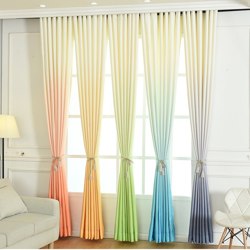 Sortina 5 Colors Gradient Curtain Door Window Curtains For Living Room Bedroom Cotton Curtain Hook Eyelet Ring Curtain