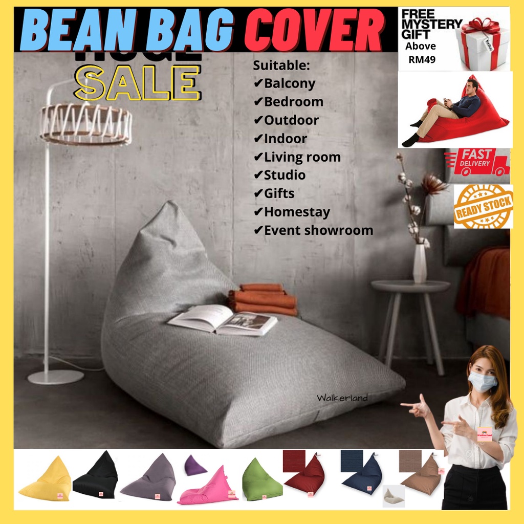 Ready Stock Triangle Bean Bag Cover No Filler Sofa Bean Bag Gaming Chair Living Room Balcony Property Showroom Homestay Shopee Malaysia
