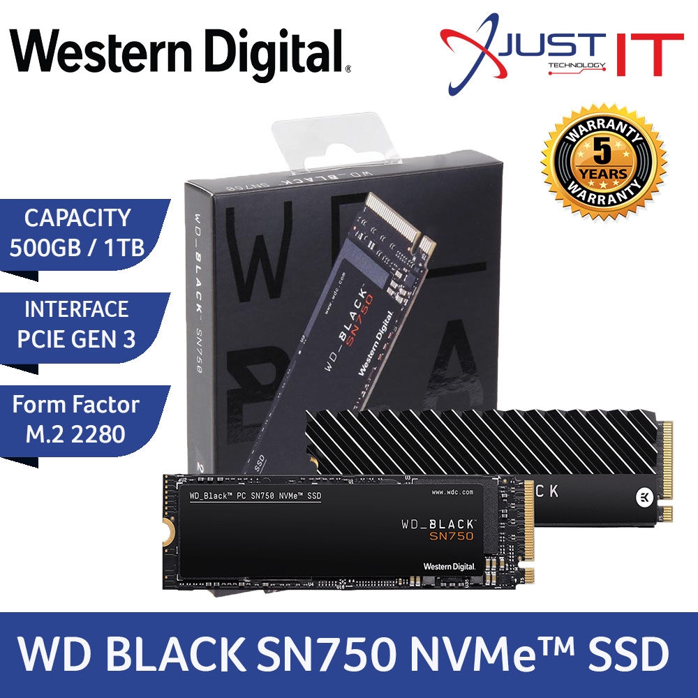 Wd Black Sn750 Nvme Ssd With Heatsink Without Heatsink 500gb 1tb Shopee Malaysia