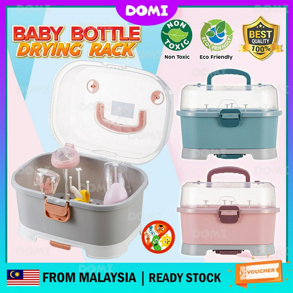 DOMI Portable Baby Feeding Bottle Drying Box Nursing Feeding Bottle Organizer Box With Cover Lid Kotak Botol Bayi