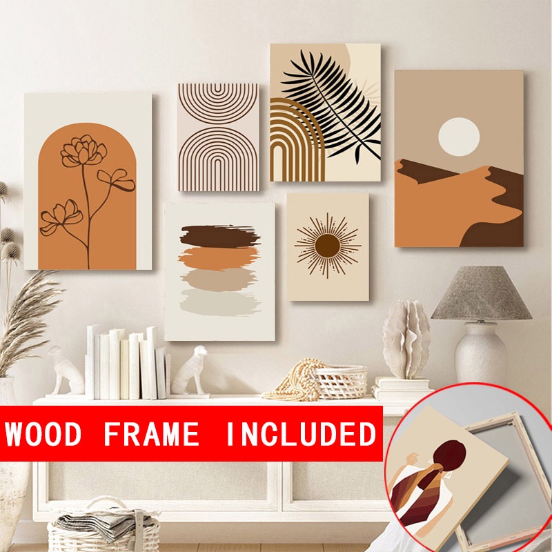 Astrdecor Bohon Wall Art Sunrise Sunset Nordic Canvas Painting Landscape Poster Wth Framed Decoration