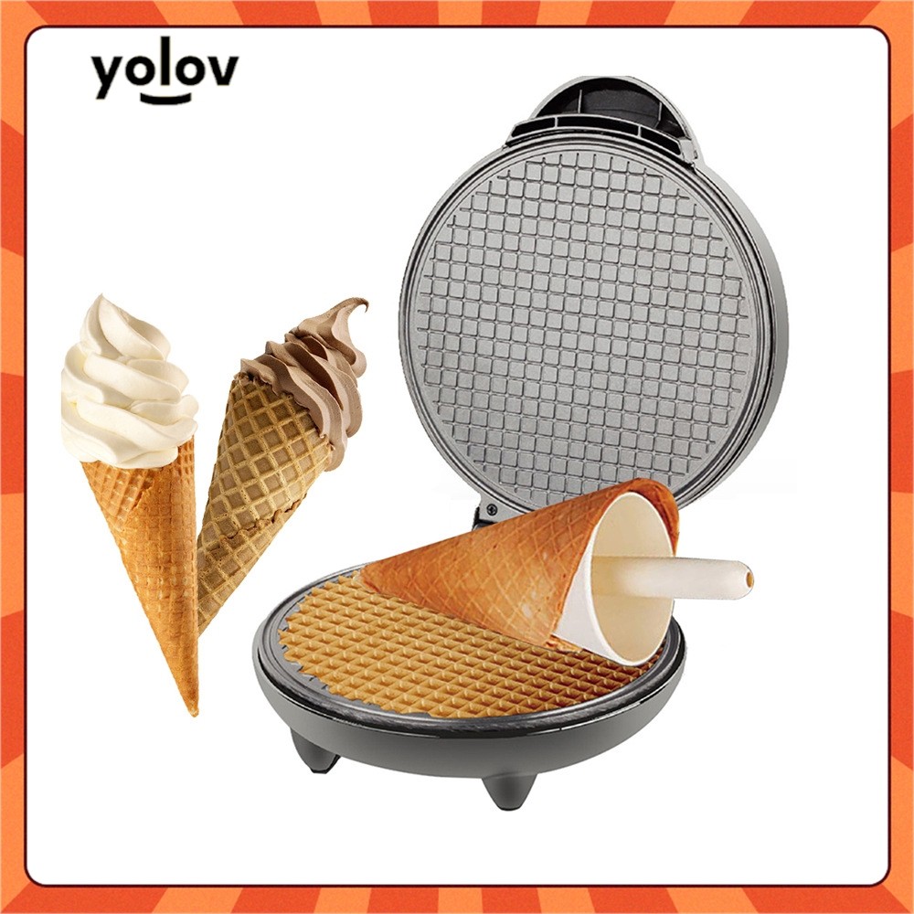 Yolov home breakfast egg roll machine ice cream roll machine electric baking pan pancake machine ice cream crust spring