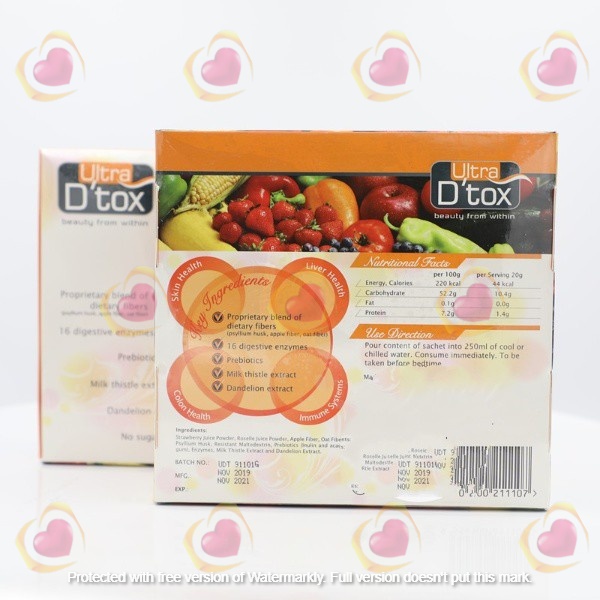 Ultra D Tox Daily Cleanse 20gm X 15 Sachets Fibre Ultra D Tox Lazada