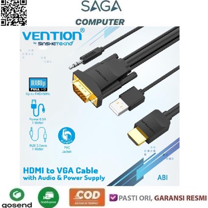 Vention HDMI to VGA Cable Full HD with Audio and Power Supply Shopee