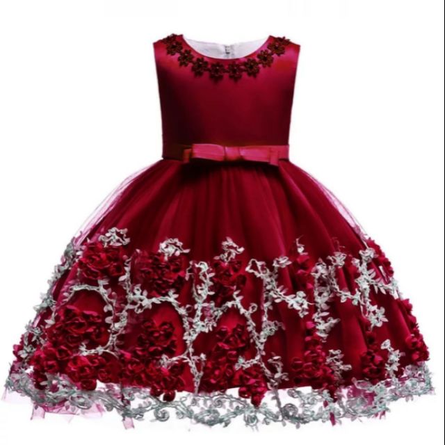 maroon frock for baby