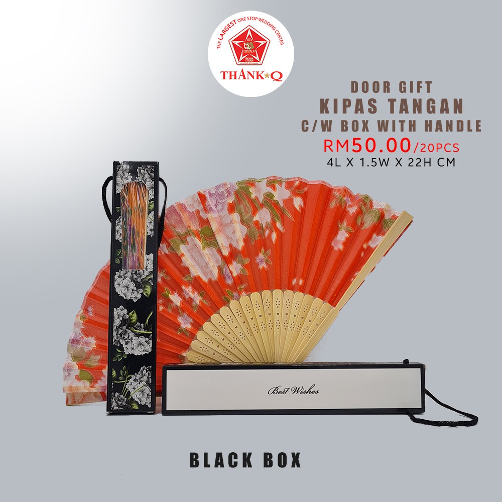 20pcs Best Wishes Door Gift Hand Fan Kipas Tangan Complete With Box And Handle Shopee Malaysia